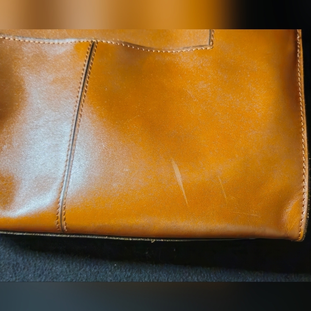 Patricia Nash Reinzo Cognac Brown Leather Satchel with Gold Hardware - Picture 12 of 12